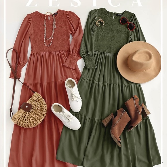 NWT size Small “rust”ZESICA Women's Casual Long Sleeve Crew Neck - Picture 2 of 10